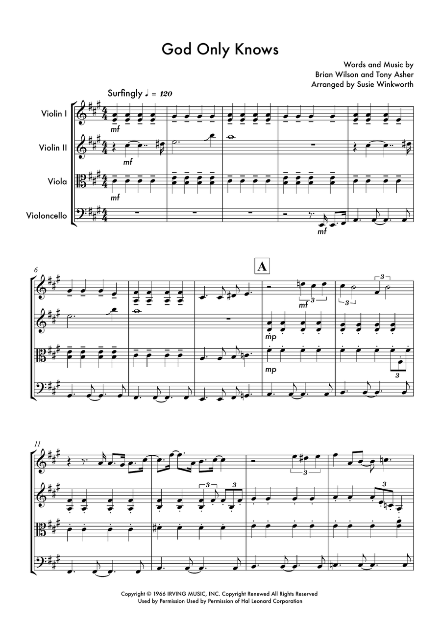 God Only Knows String Quartet scores gallery preview page 1