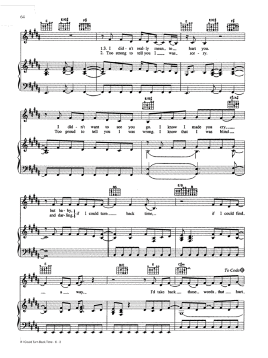 If I Could Turn Back Time Piano, Vocal, Guitar scores gallery preview page 3