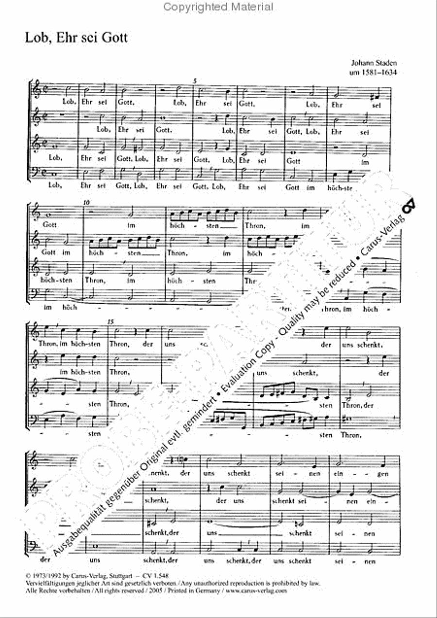 Lob, Ehr sei Gott im hochsten Thron Choir scores gallery preview page 3