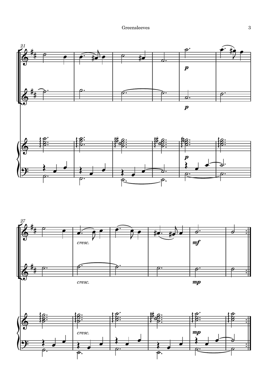 Greensleeves Woodwind Duet scores gallery preview page 3