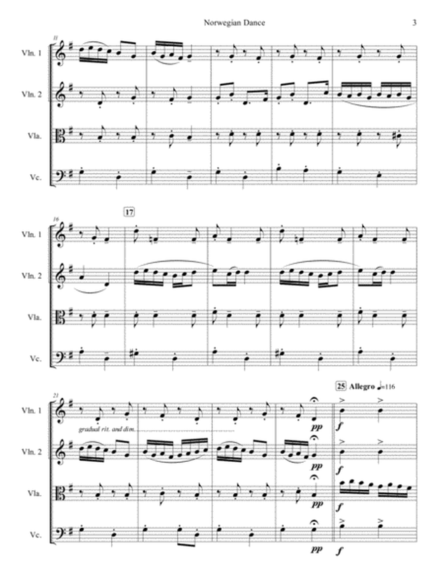Norwegian Dance Opus 35, No. 2 for String Quartet image number null