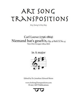 LOEWE: Niemand hat's gesehen, Op. 9 Heft X no. 4 (transposed to A major)