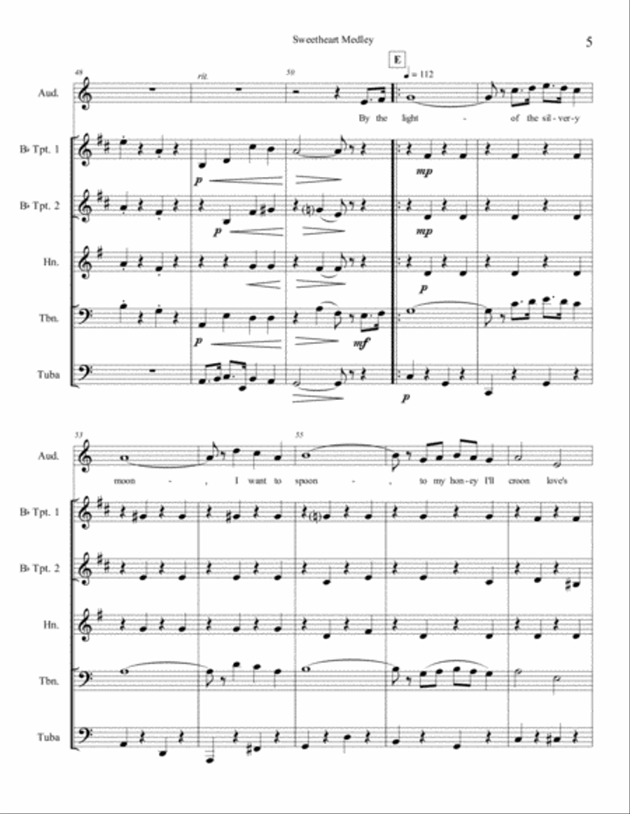 Sweetheart Medley: An Old Fashioned, Old-Timey Singalong Brass Ensemble scores gallery preview page 6