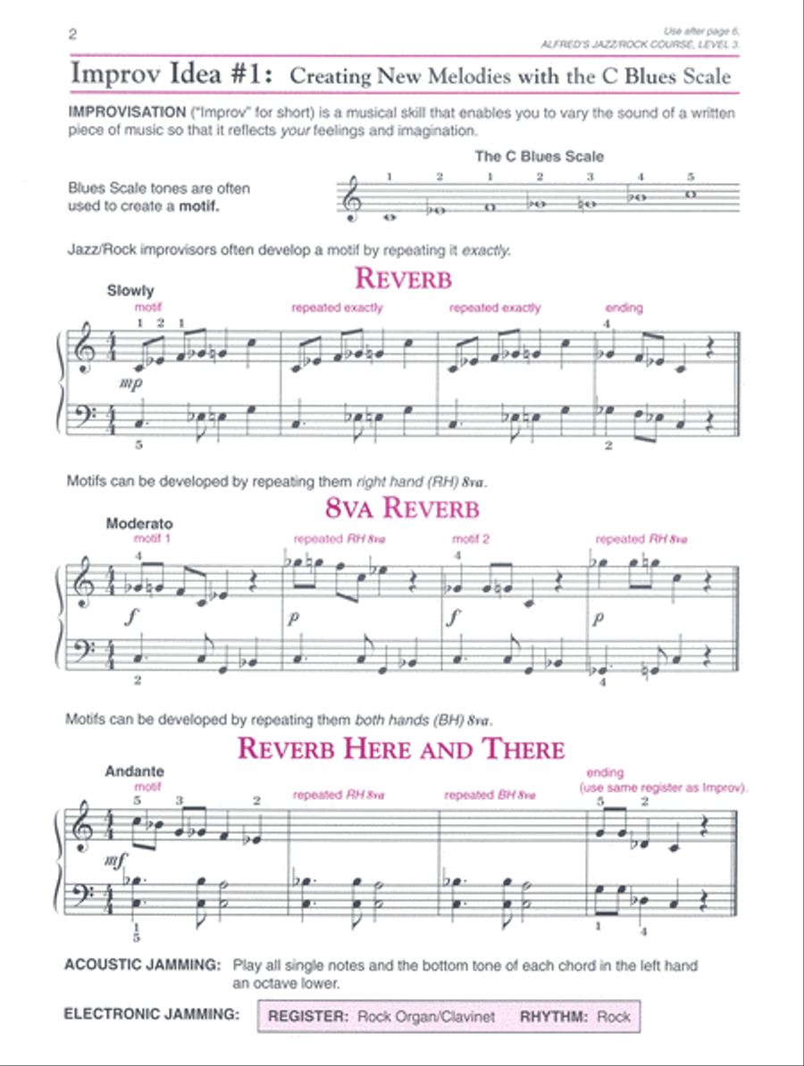 Alfred's Basic Jazz/Rock Course: Improvisation, Level 3 Piano Method scores gallery preview page 3