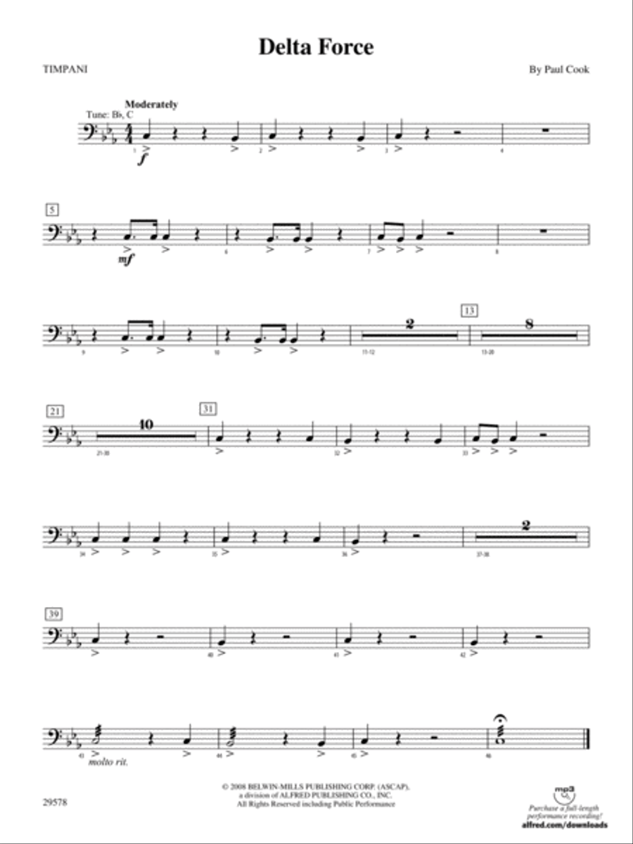 Delta Force: Timpani Concert Band scores gallery preview page 1