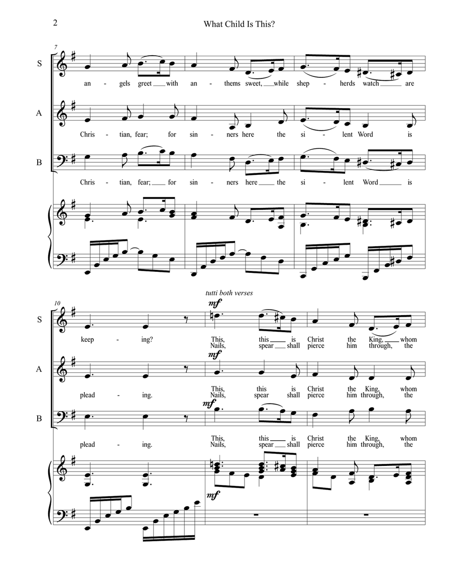 What Child Is This? (SAB) 3-Part scores gallery preview page 2