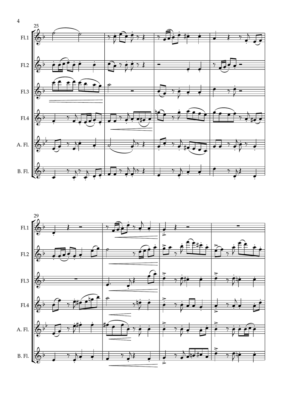 Jacaranda. Original Tango for Flute Choir Flute Choir scores gallery preview page 5