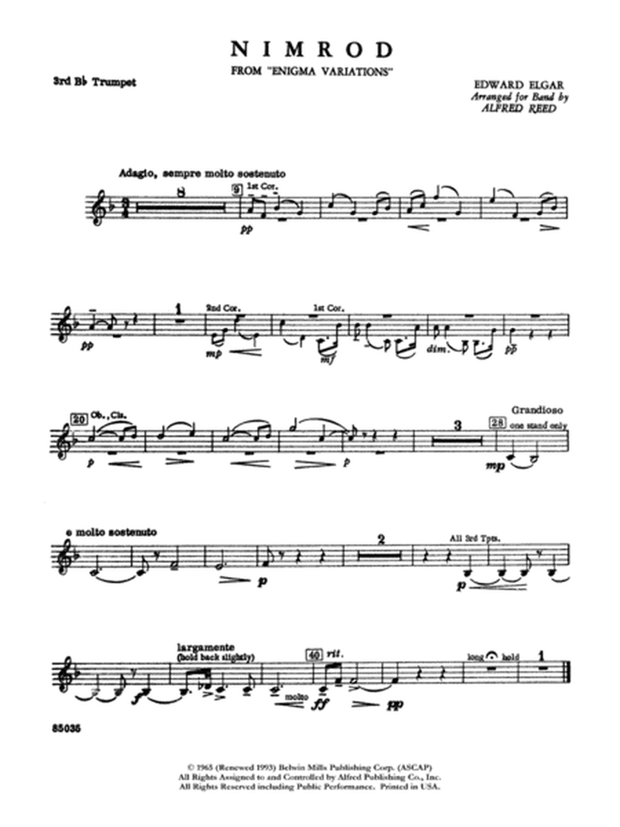 Nimrod (from Elgar's Variations): 3rd B-flat Trumpet