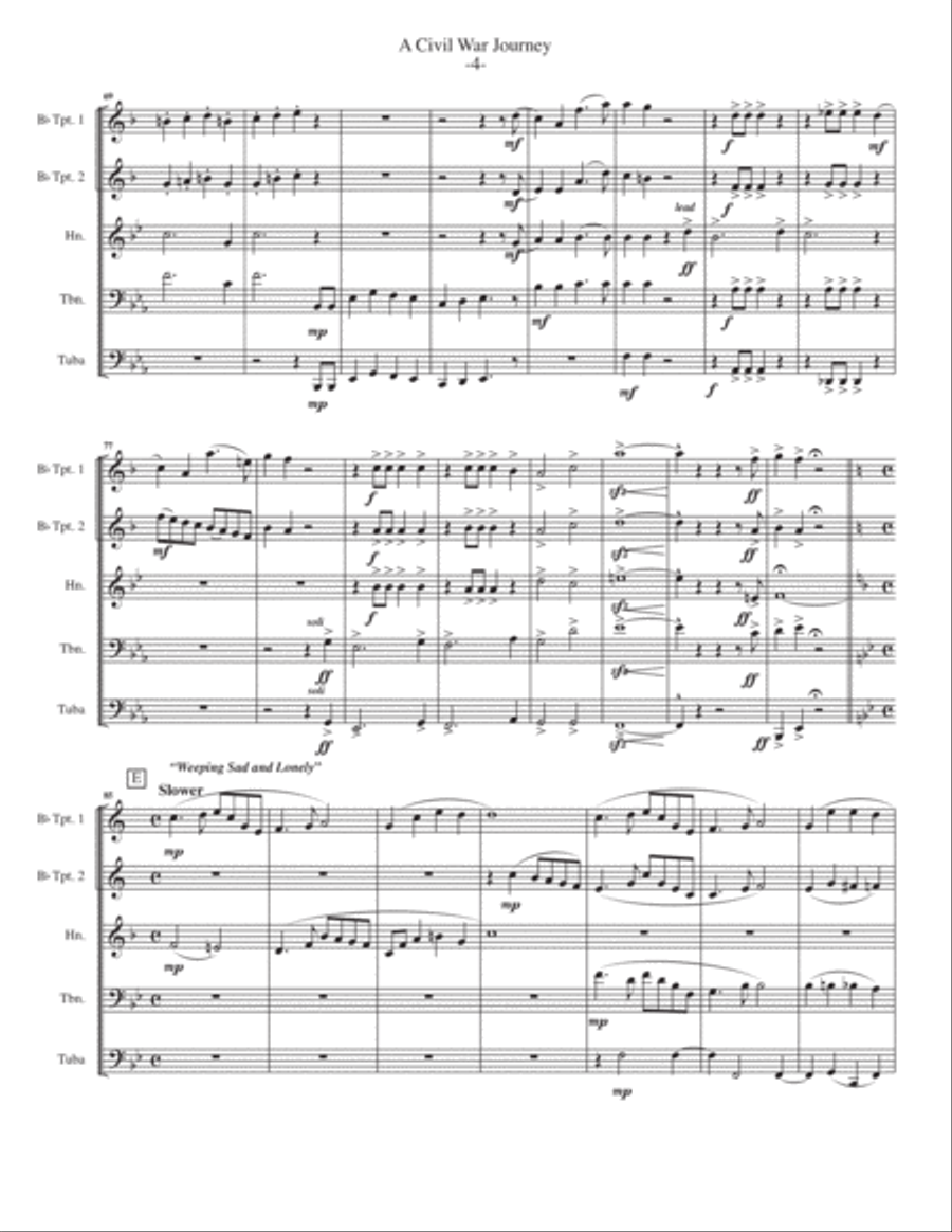 A Civil War Journey for Brass Quintet Brass Quintet scores gallery preview page 5