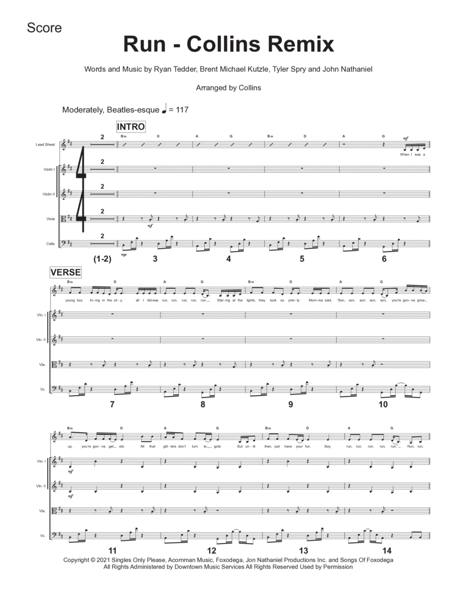 Run - Score Only String Quartet scores gallery preview page 1
