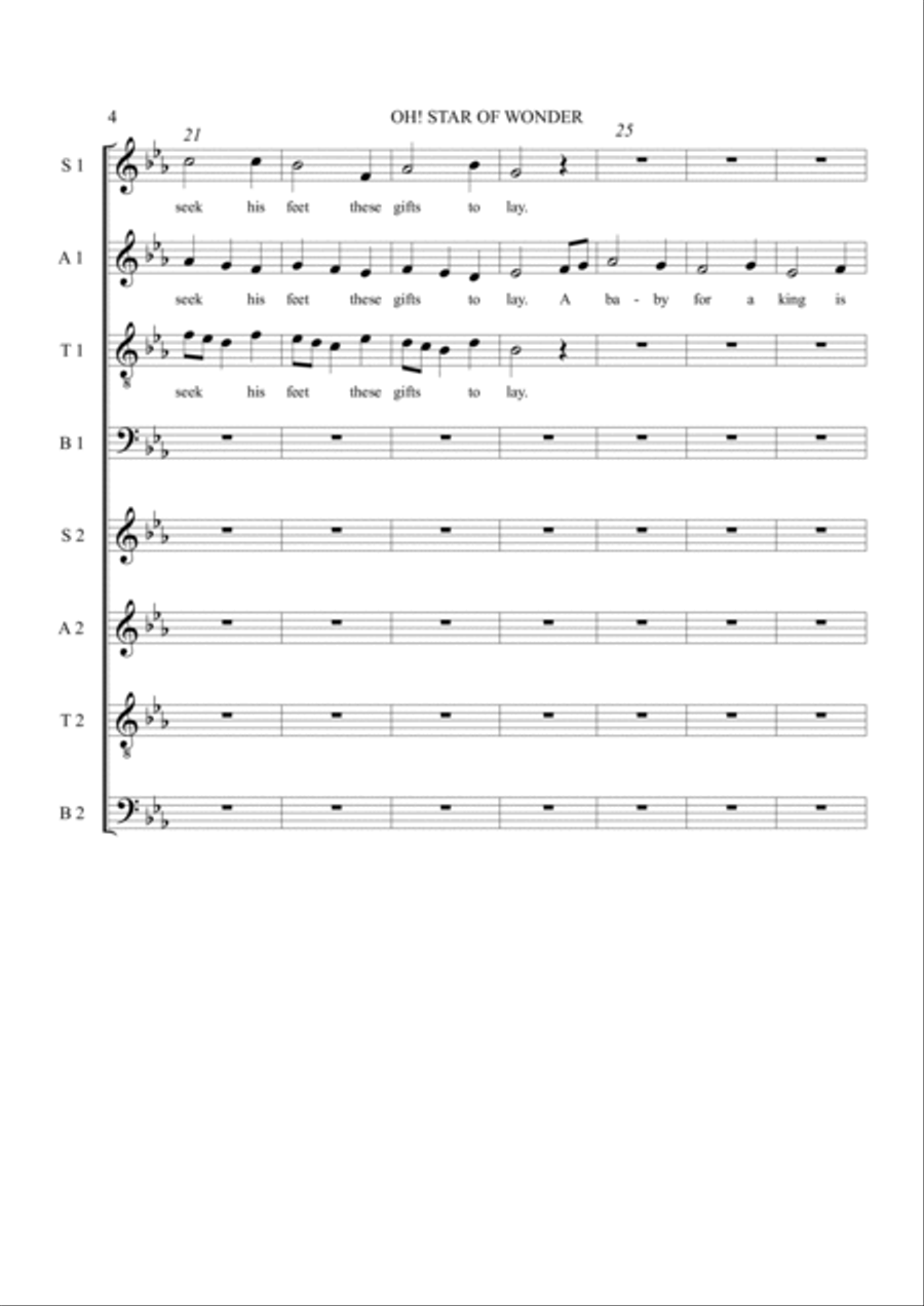 Oh Star of Wonder 4-Part scores gallery preview page 4