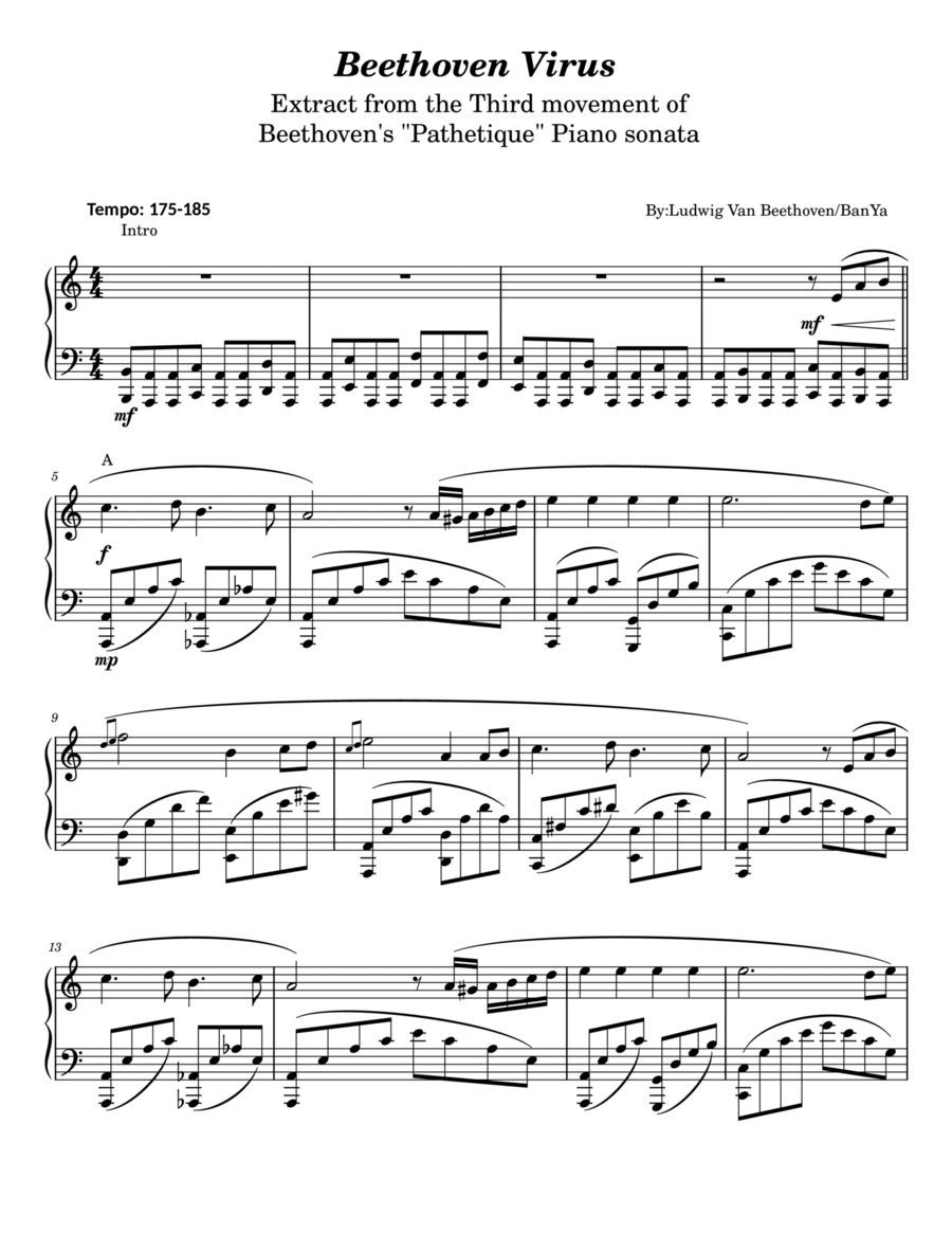 Beethoven Virus,For Piano Solo,From 