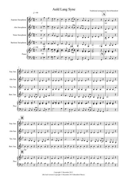 Auld Lang Syne for Saxophone Quartet image number null