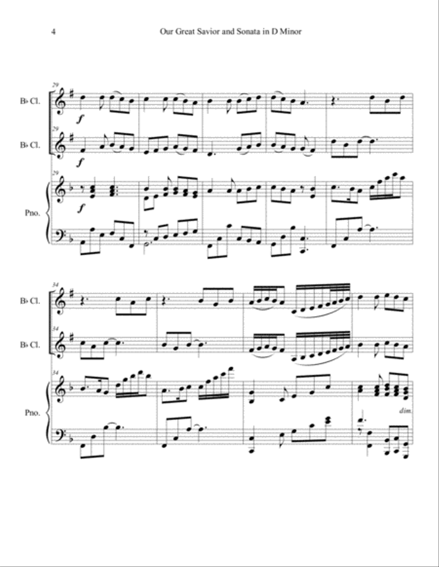 Our Great Savior and Sonata in D Minor, K. 9 Clarinet Duet scores gallery preview page 5
