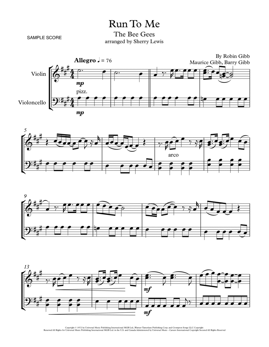 Run To Me String Duet scores gallery preview page 1