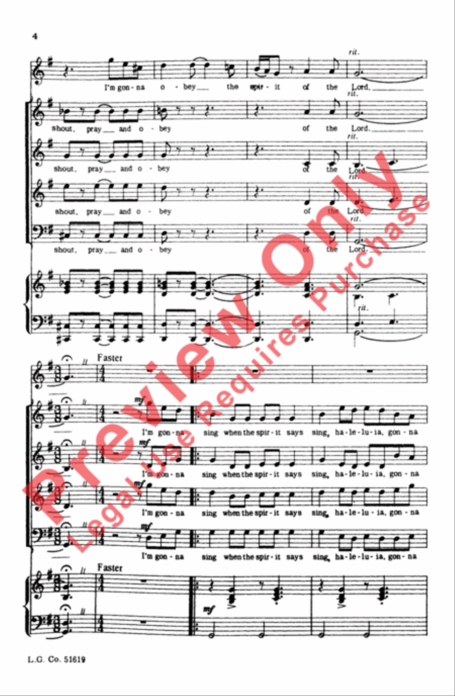 Obey the Spirit of the Lord 4-Part scores gallery preview page 4