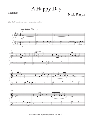 Book cover for A Happy Day (1 piano 4 hands) Secundo