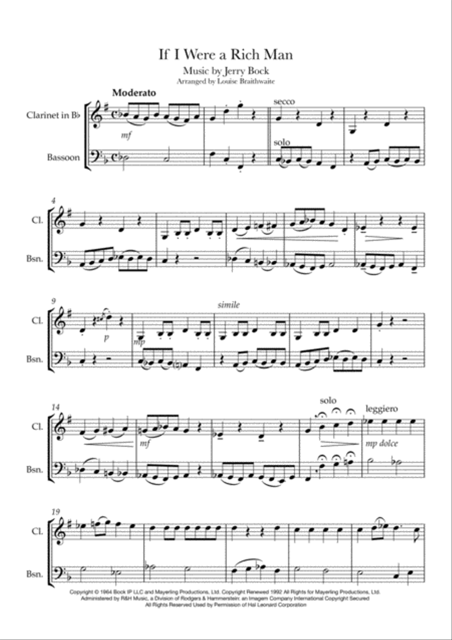 If I Were A Rich Man Woodwind Duet scores gallery preview page 2