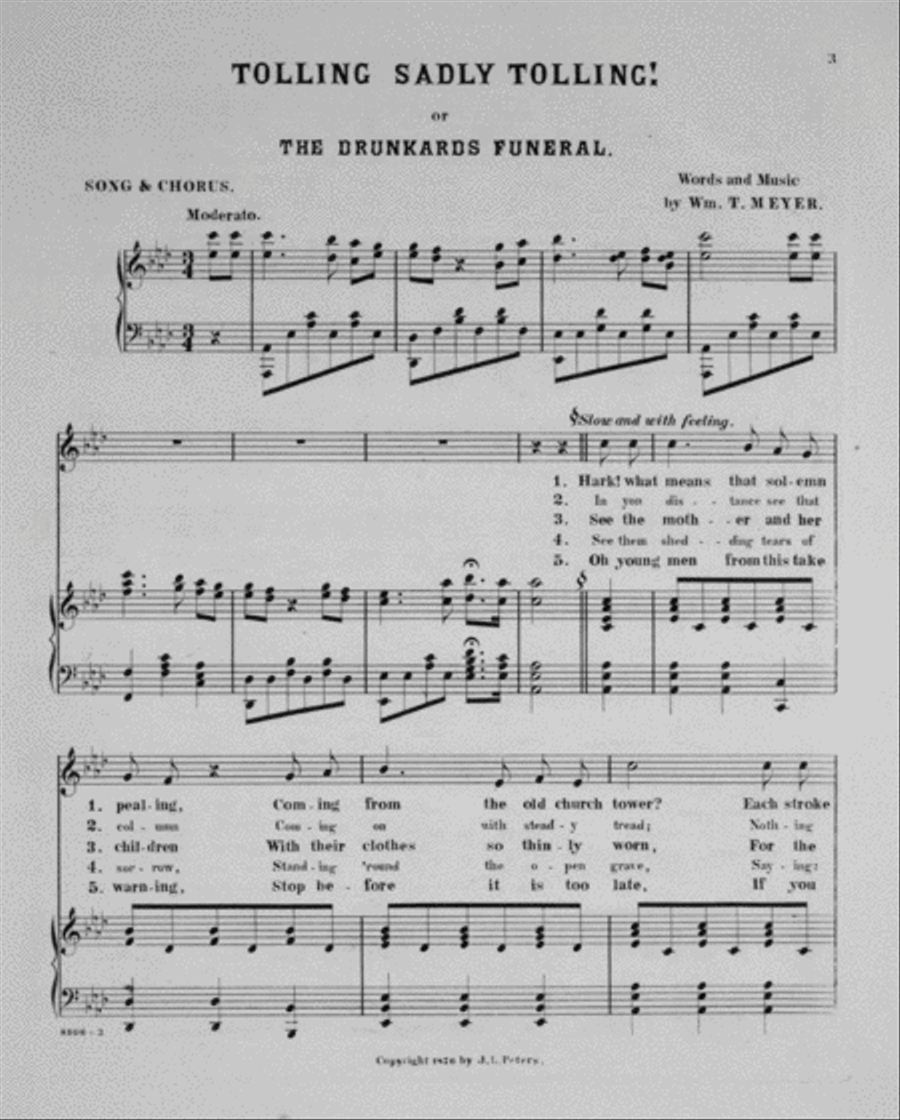 Tolling Sadly Tolling, or, The Drunkards Funeral. Song & Chorus 4-Part scores gallery preview page 2