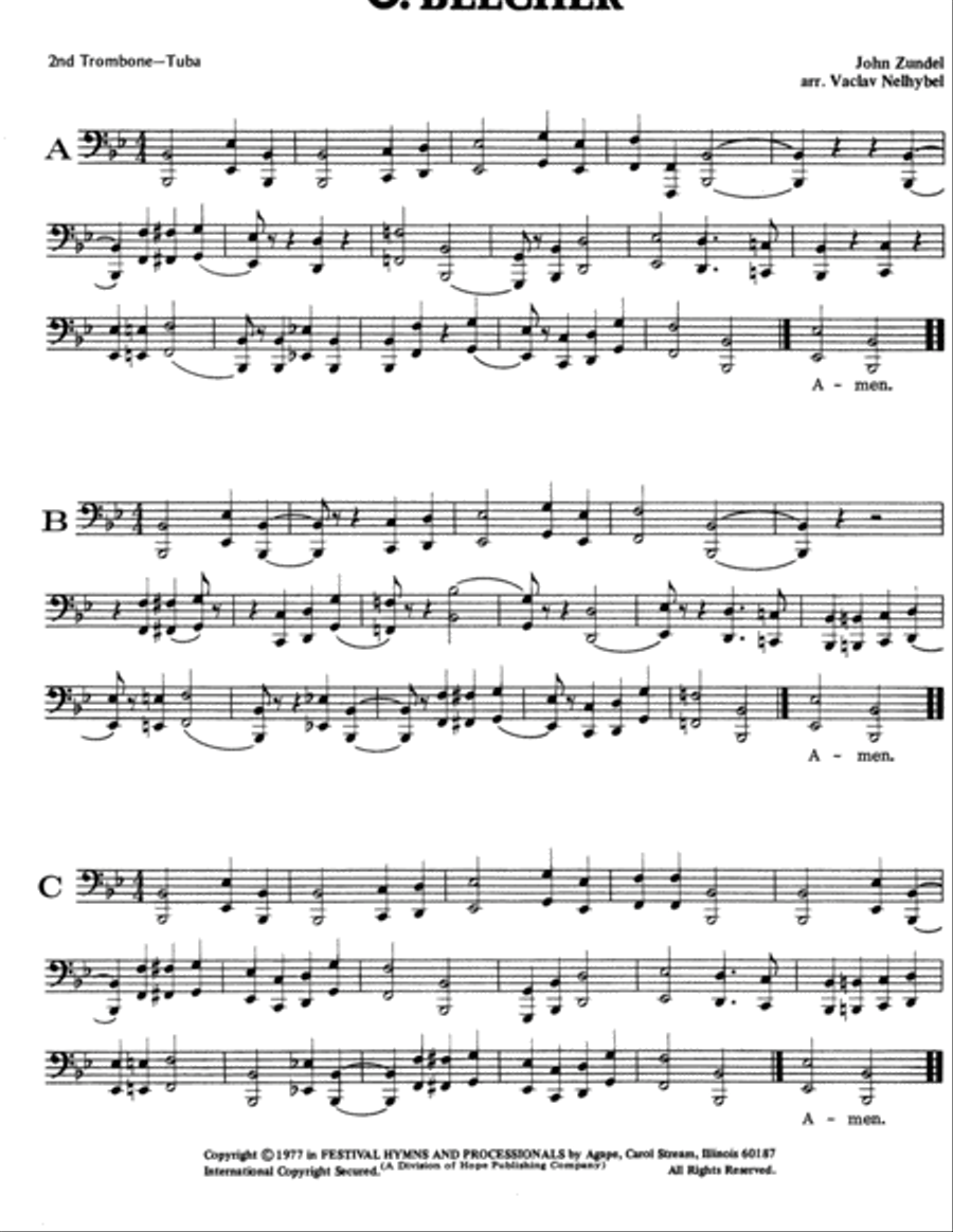 Festival Hymns and Processionals (Bk 4) 2nd Trombone Tuba scores gallery preview page 4