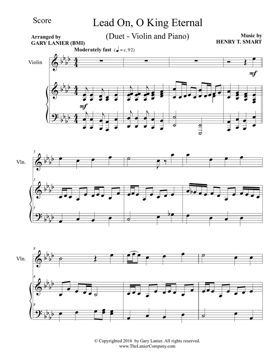 LEAD ON, O KING ETERNAL (Duet – Violin & Piano with Parts) Violin Solo scores gallery preview page 2