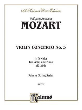 Book cover for Violin Concerto No. 3 in G Major, K. 216
