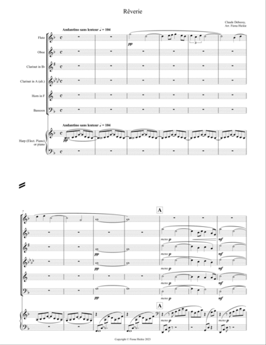 Rêverie: Wind Quintet and keyboard Woodwind Quintet scores gallery preview page 2