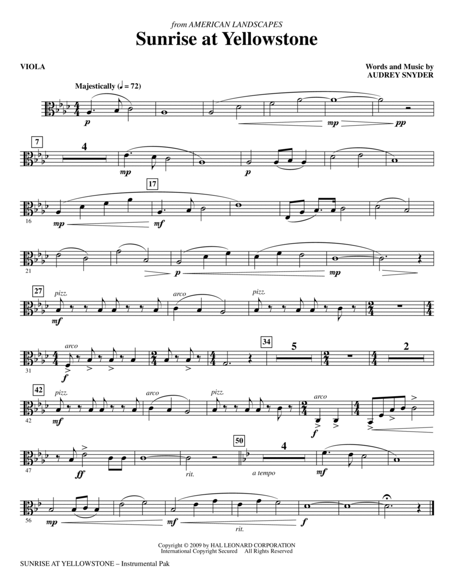 Sunrise At Yellowstone - Viola Choir scores gallery preview page 1