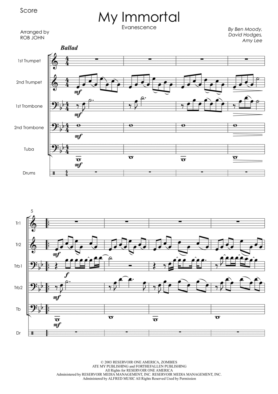 My Immortal My Immortal School and Community scores gallery preview page 1