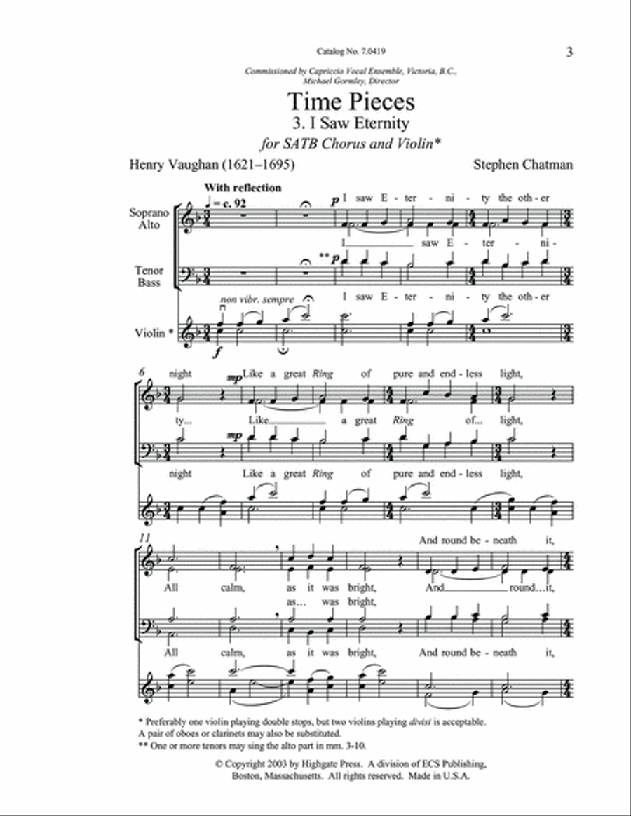 Time Pieces: 3. I Saw Eternity 4-Part scores gallery preview page 3