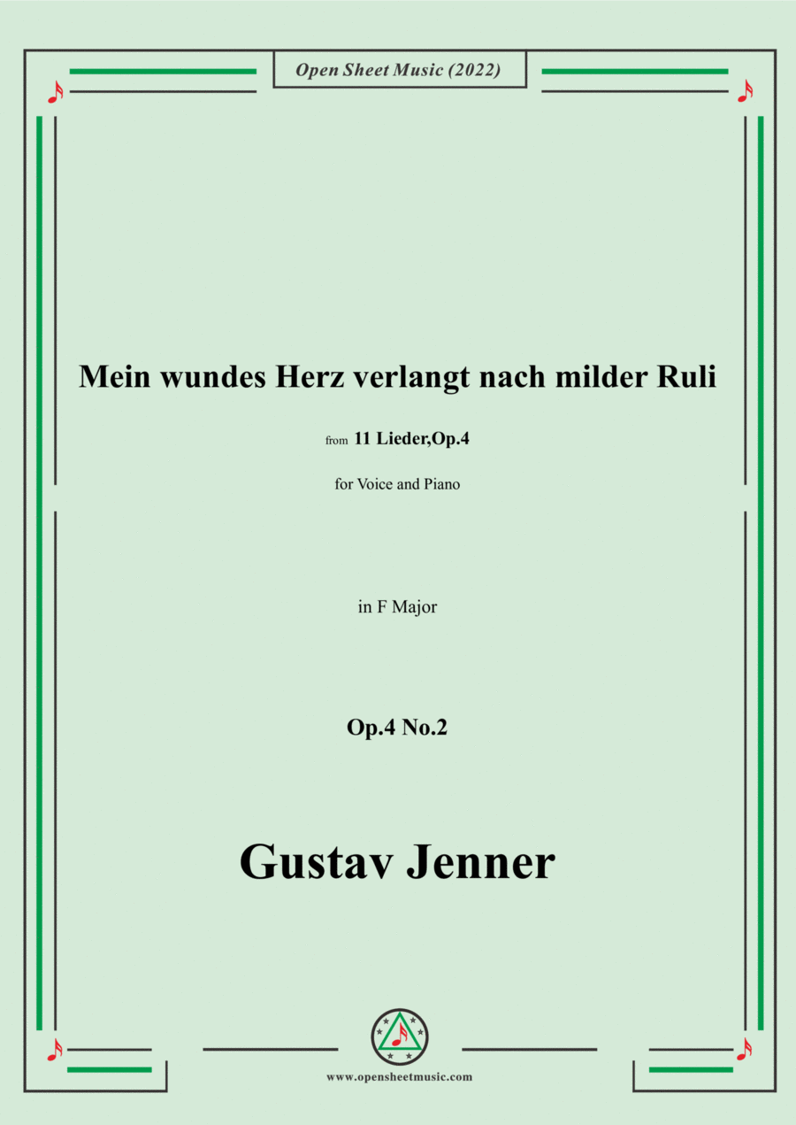 Jenner-Mein wundes Herz verlangt nach milder Ruli,in F Major,Op.4 No.2 Voice scores gallery preview page 1