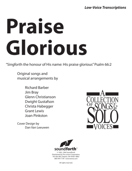 Praise Glorious, Vol. 1 - Low Voice