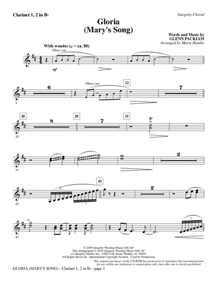 Gloria (Mary's Song) - Clarinet 1 & 2