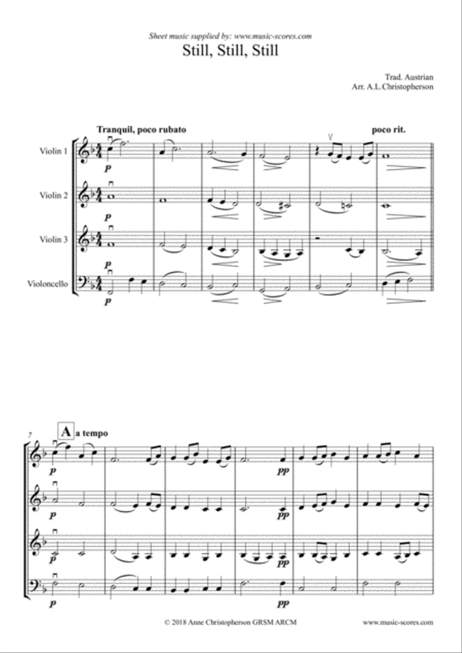 Still, Still, Still - 3 Violins and Cello String Quartet scores gallery preview page 1