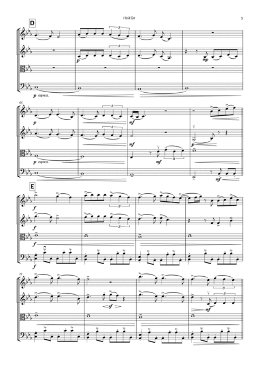 Hold On String Quartet scores gallery preview page 5