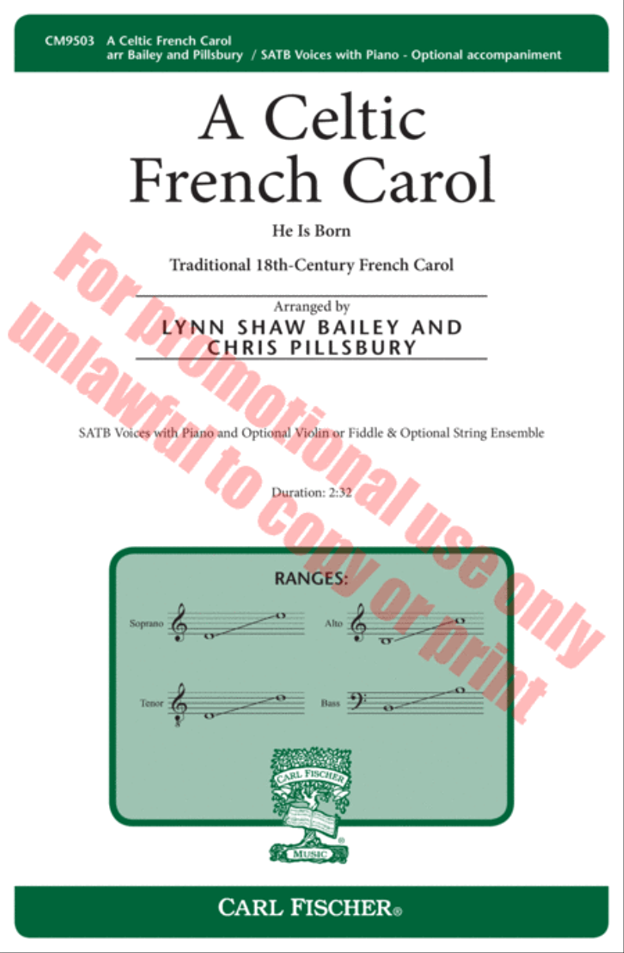 A Celtic French Carol 4-Part scores gallery preview page 2