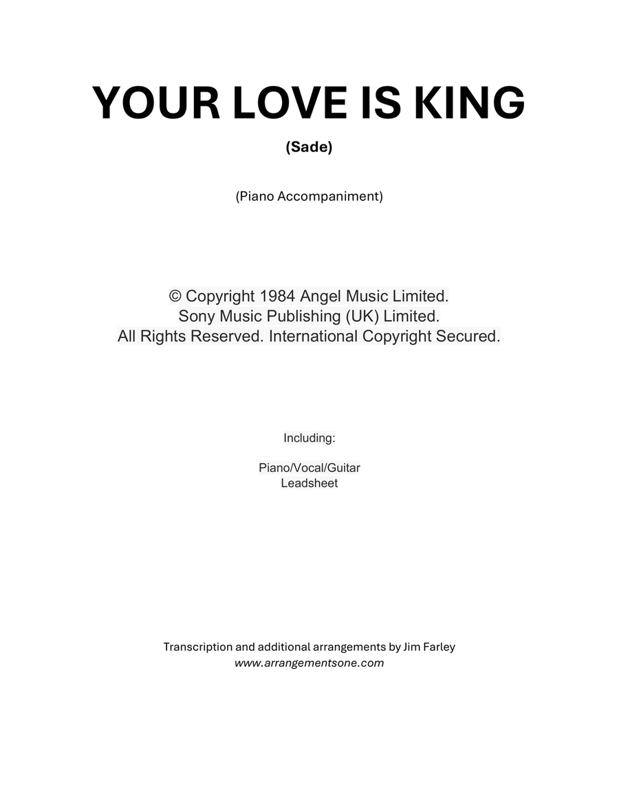 Your Love Is King Piano, Vocal, Guitar scores gallery preview page 1