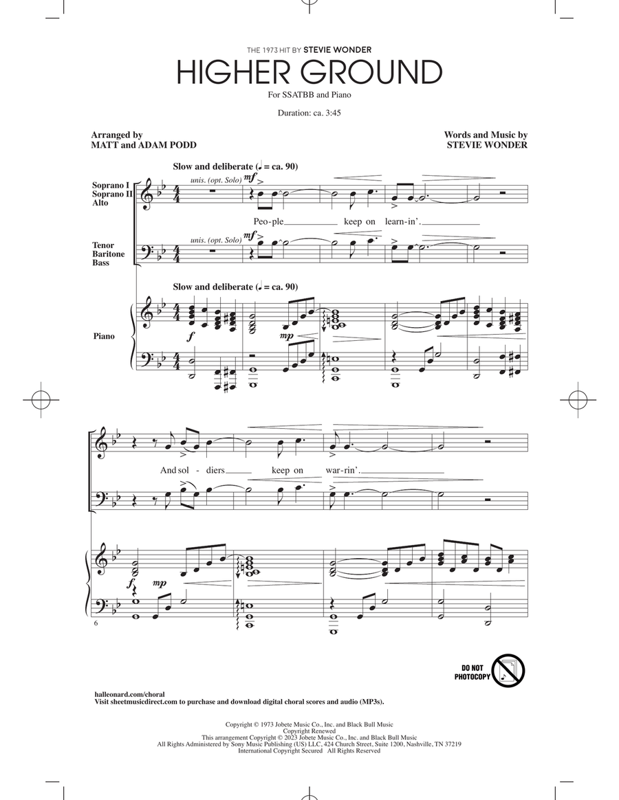 Higher Ground (arr. Matt and Adam Podd) SSATBB scores gallery preview page 1