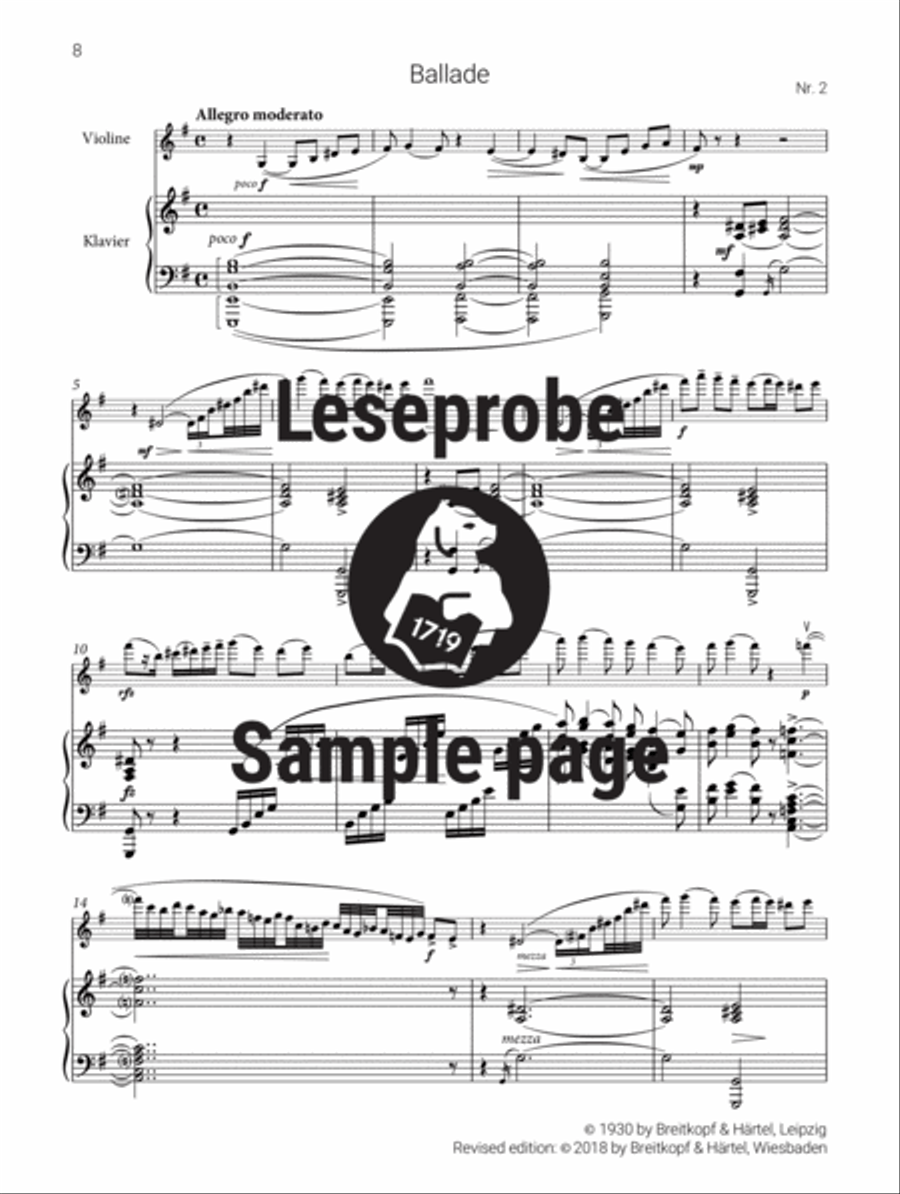 4 Pieces for Violin and Piano Op. 115 Violin Solo scores gallery preview page 5