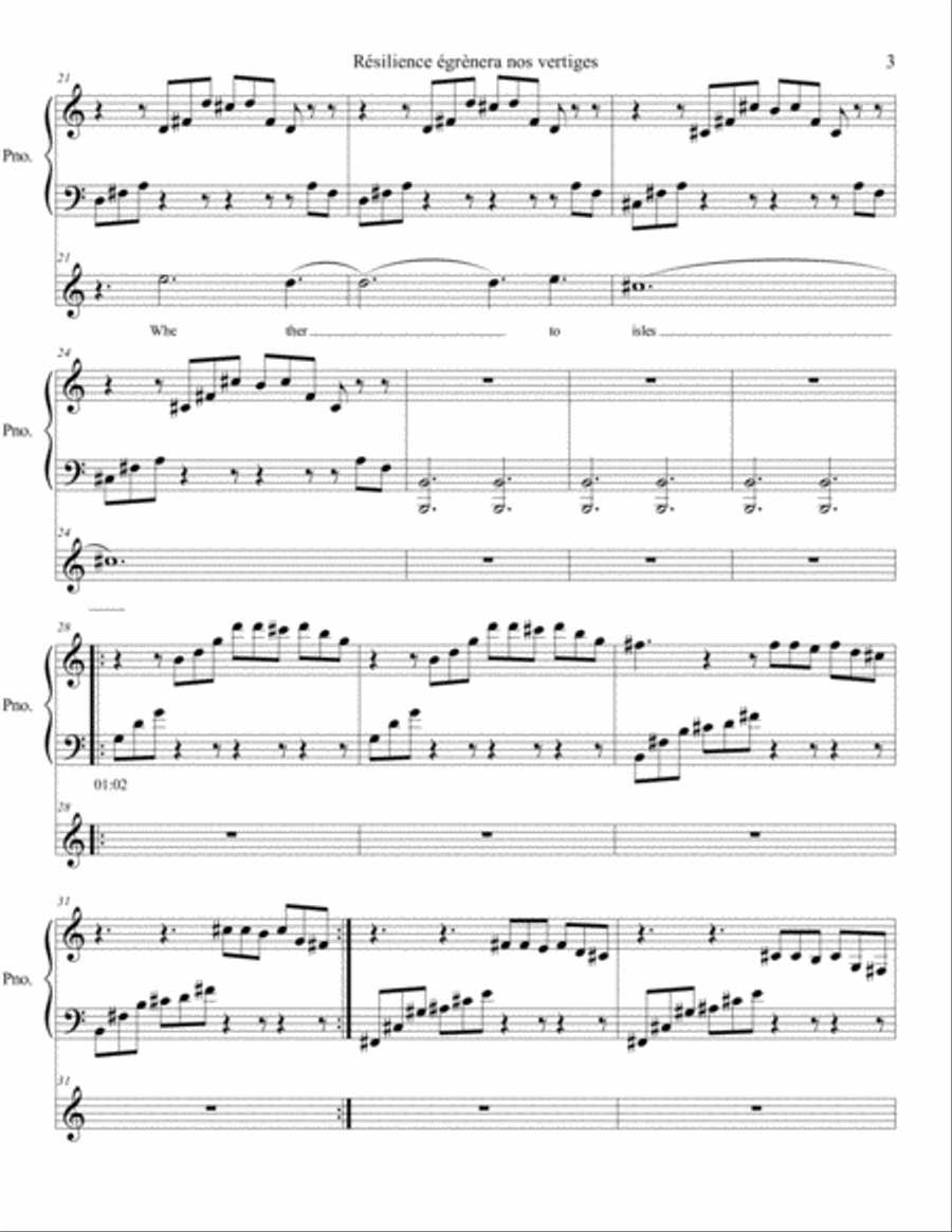 Résilience égrènera nos vertiges (soprano solo and piano part extracted from version piano, solo High Voice scores gallery preview page 3