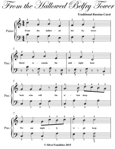 From the Hallowed Belfry Tower Easy Piano Sheet Music