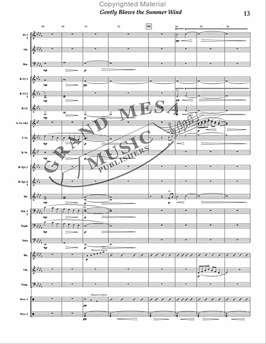Gently Blows the Summer Wind Concert Band scores gallery preview page 14