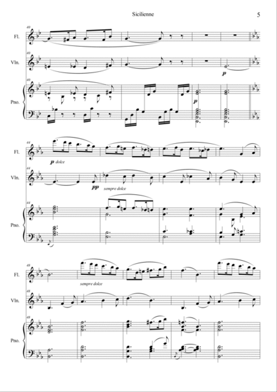 Sicilienne for Cello & Piano Op. 78 Flute scores gallery preview page 5