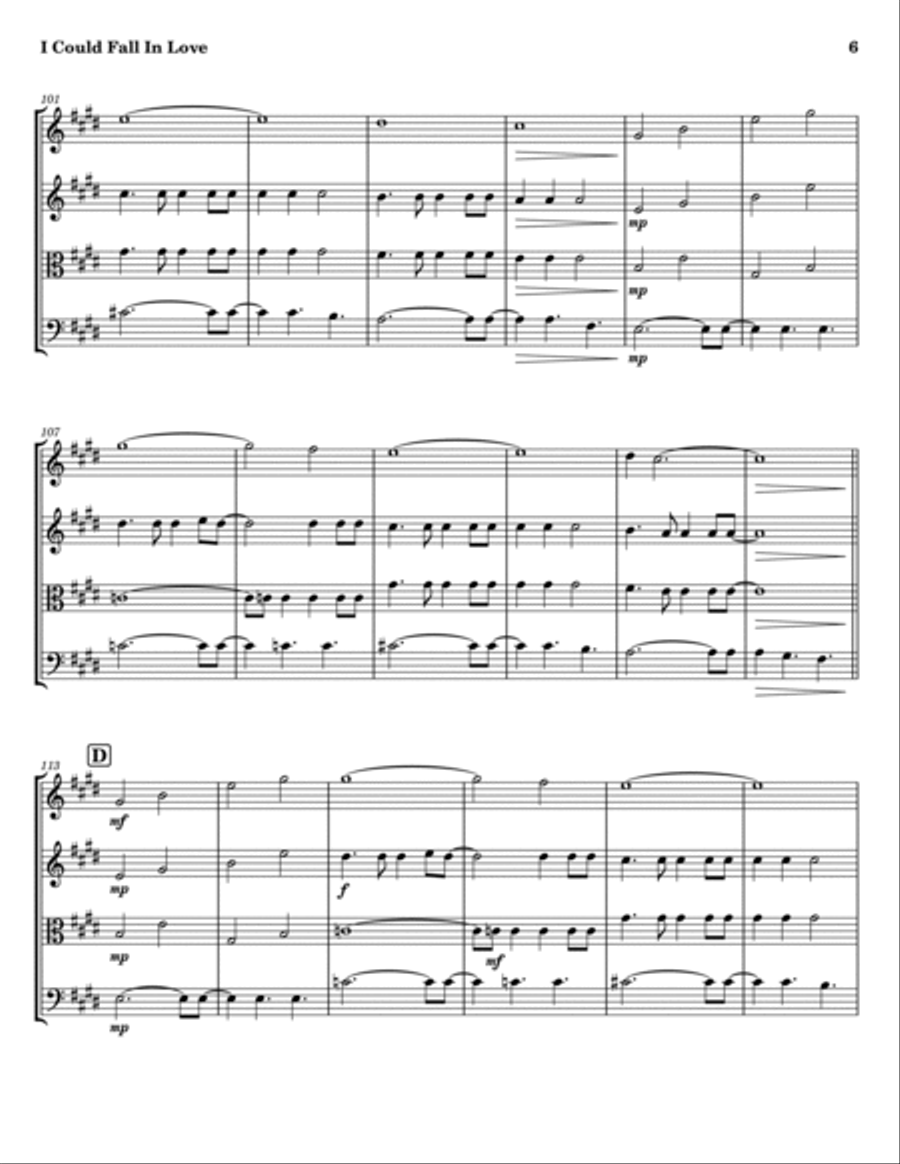I Could Fall In Love String Quartet scores gallery preview page 6