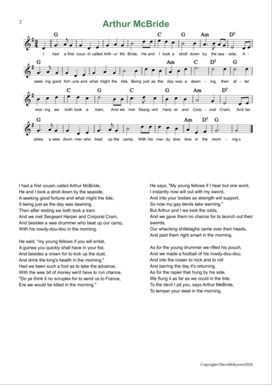 24 Favourite Songs of Ireland, Melodies, Chords and Lyrics Piano, Vocal, Guitar scores gallery preview page 2