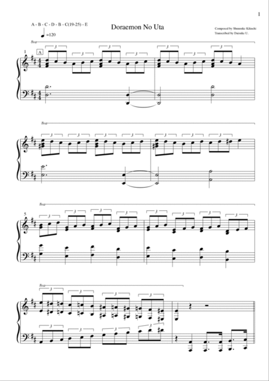 Doraemon No Uta Piano Solo scores gallery preview page 3