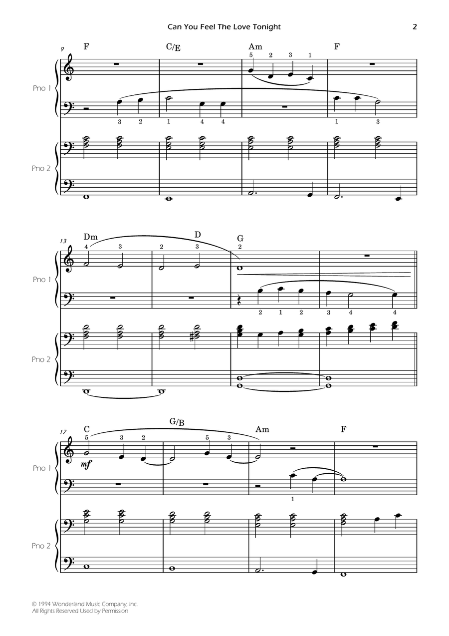 Can You Feel The Love Tonight Easy Piano scores gallery preview page 4