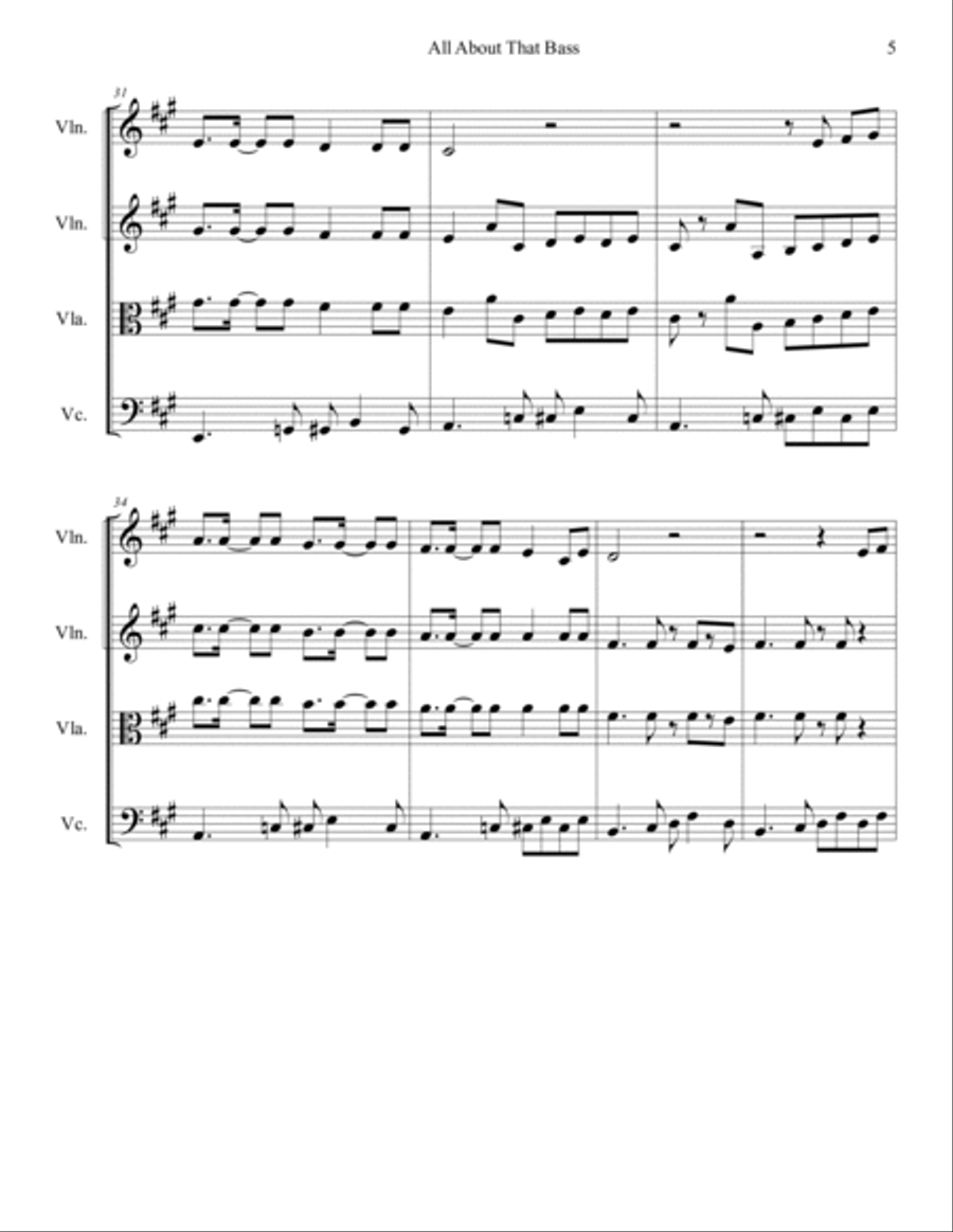 All About That Bass String Trio scores gallery preview page 6