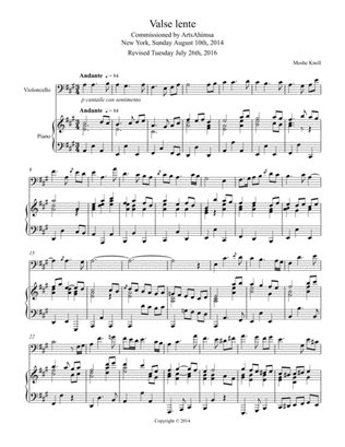 Valse Lente, for Cello and Piano