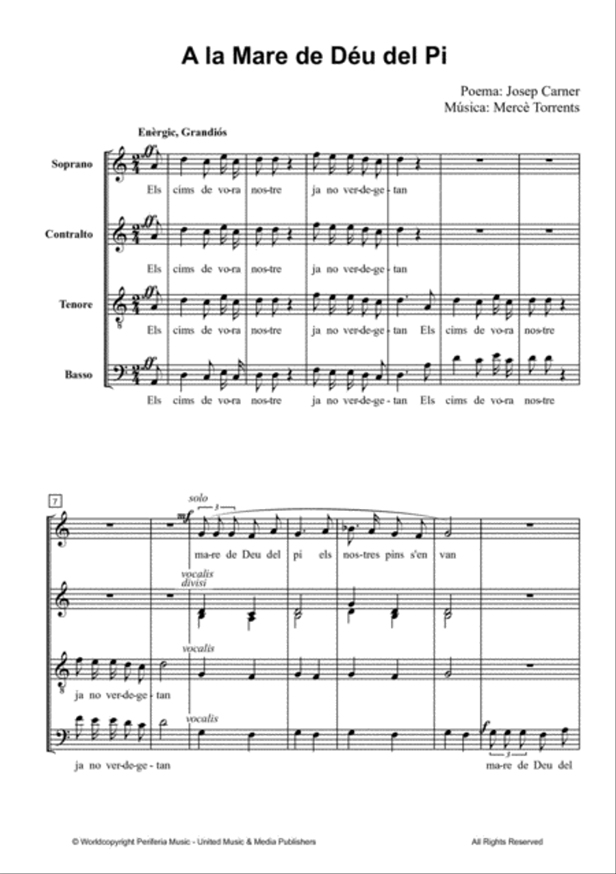 A la mare de Déu del Pi for Mixed Choir (SATB) 4-Part scores gallery preview page 2